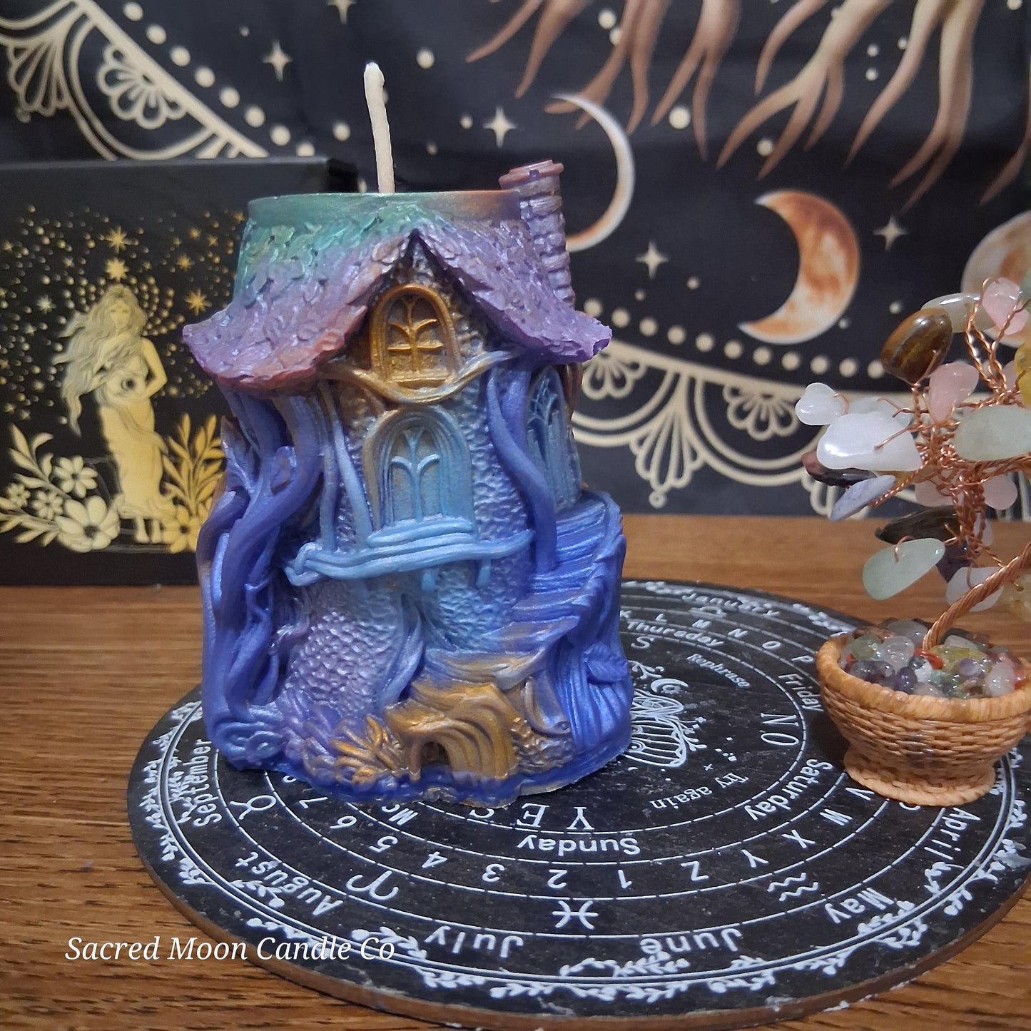 Moonlit Grove Treehouse Candle Emerald Blossom Scented Soy Candle