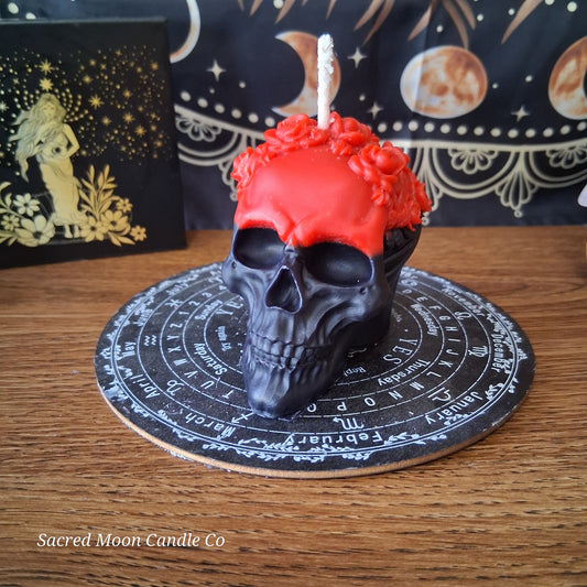 Lilith's Flame Devotional Rose Skull Candle