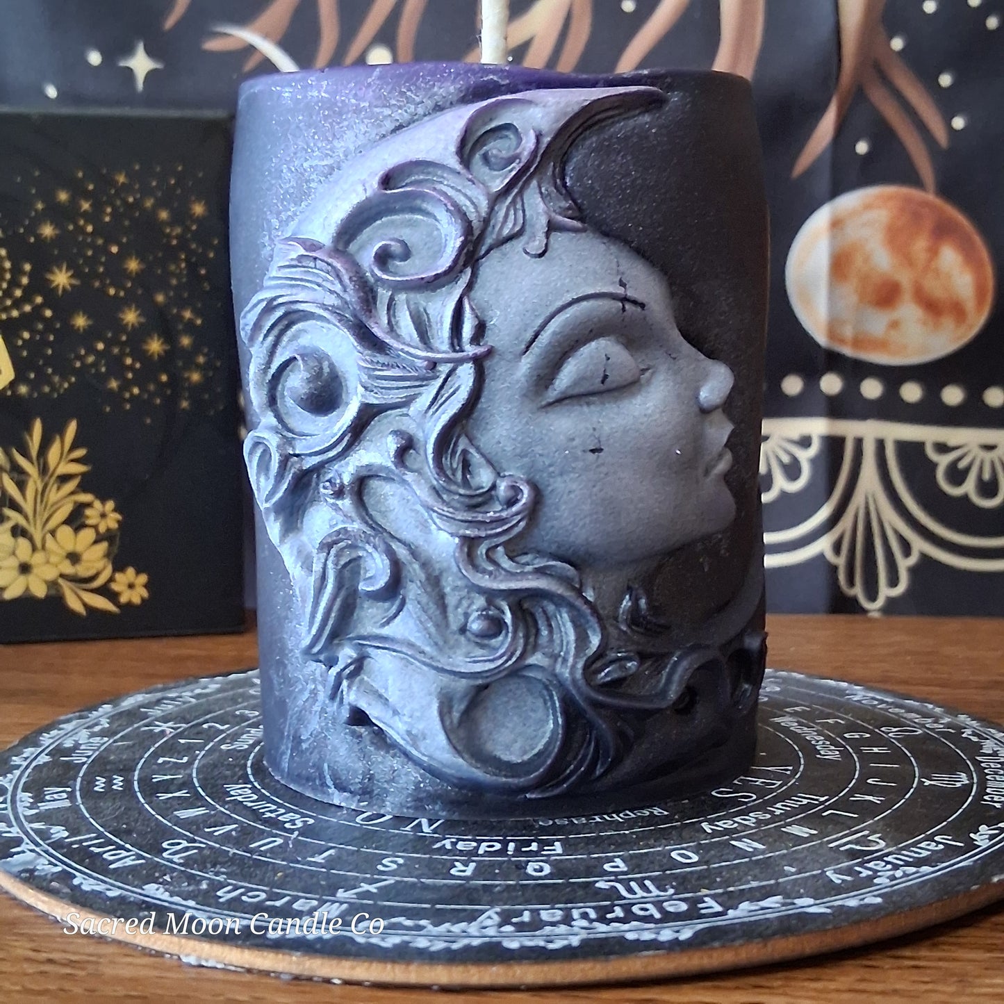 Hekate's Veil Moon Goddess  Ritual Pillar Candle