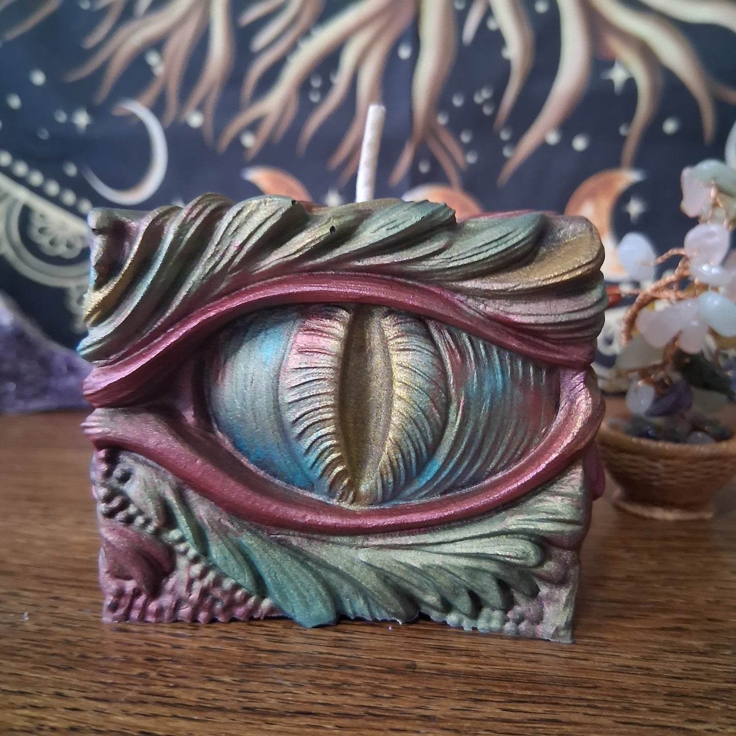 Ambered Serpents Gaze Dragon Eye Pillar Candle