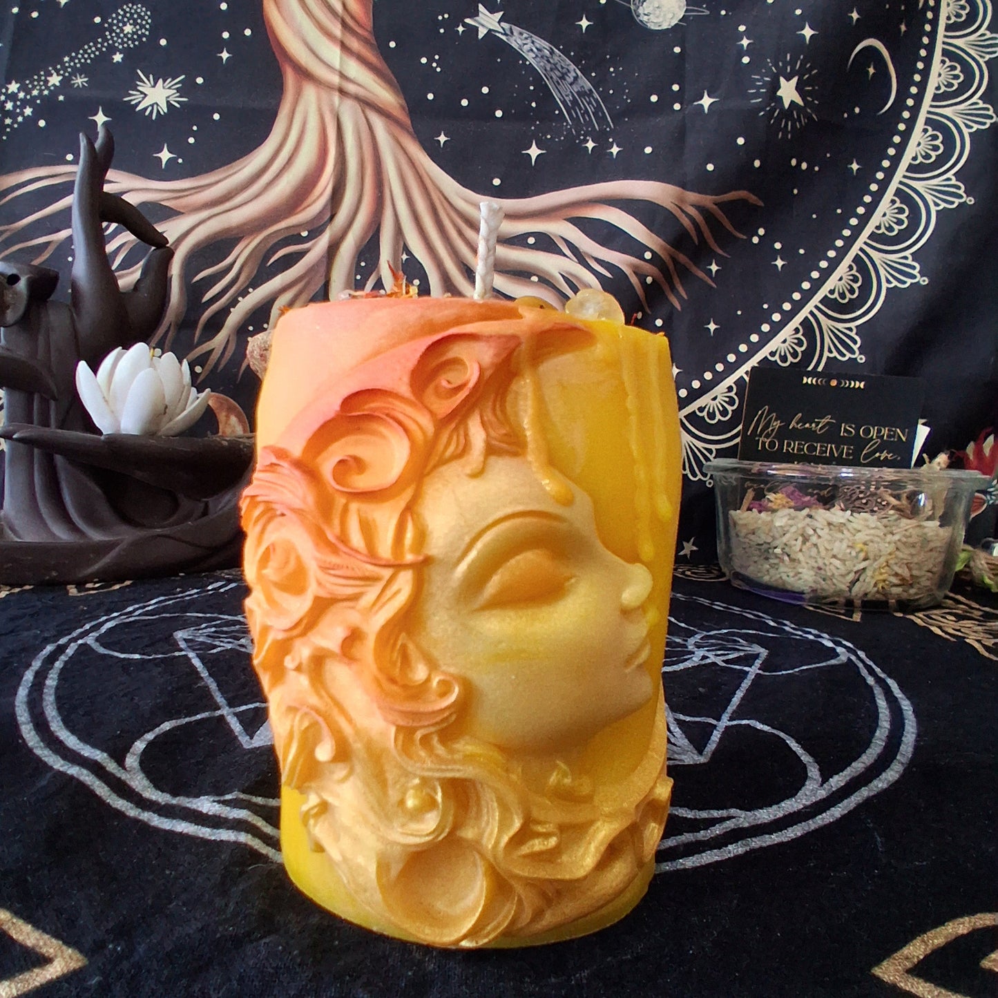 Athena's Radiance Moon Goddess Devotional Pillar Candle