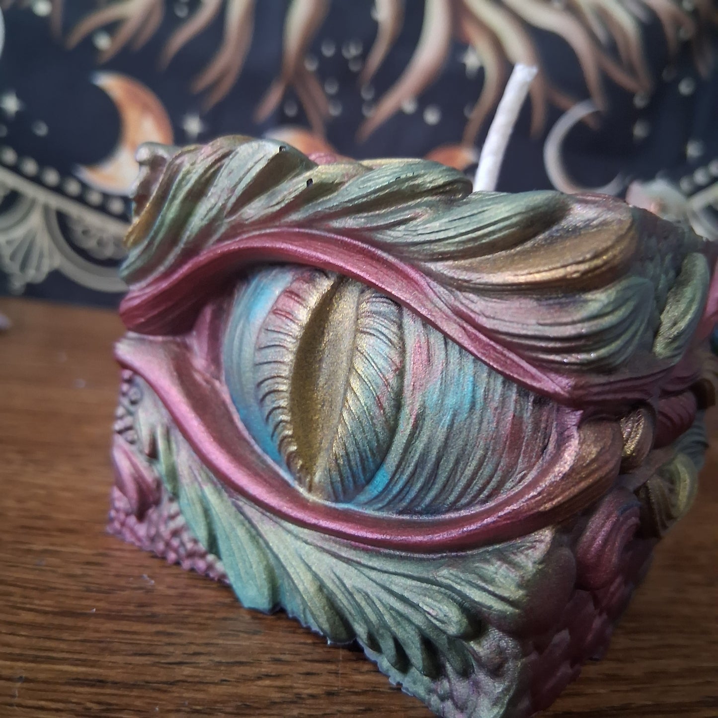 Ambered Serpents Gaze Dragon Eye Pillar Candle