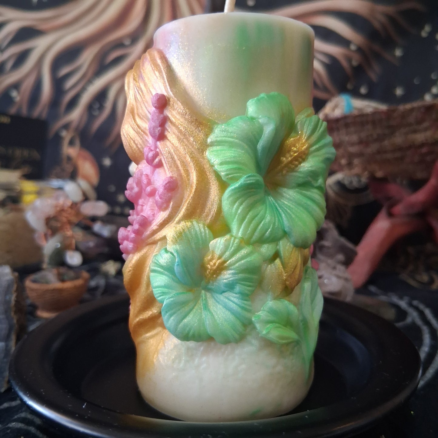 Brigid's Light Ostara Hibiscus Goddess Candle in Waking Witch Scent