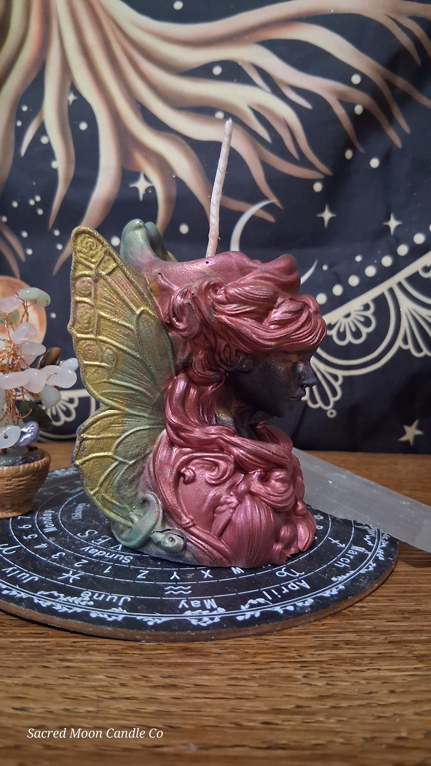 Scarlet Embers Fairy Pillar Candle