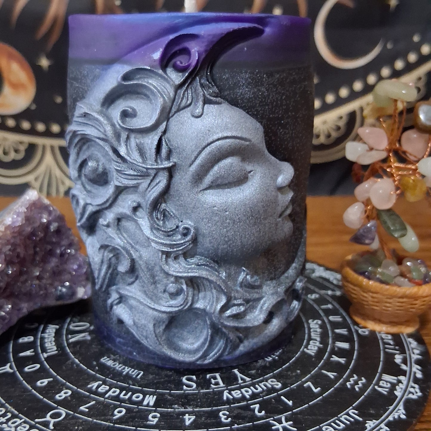 Hekate's Veil Moon Goddess  Ritual Pillar Candle