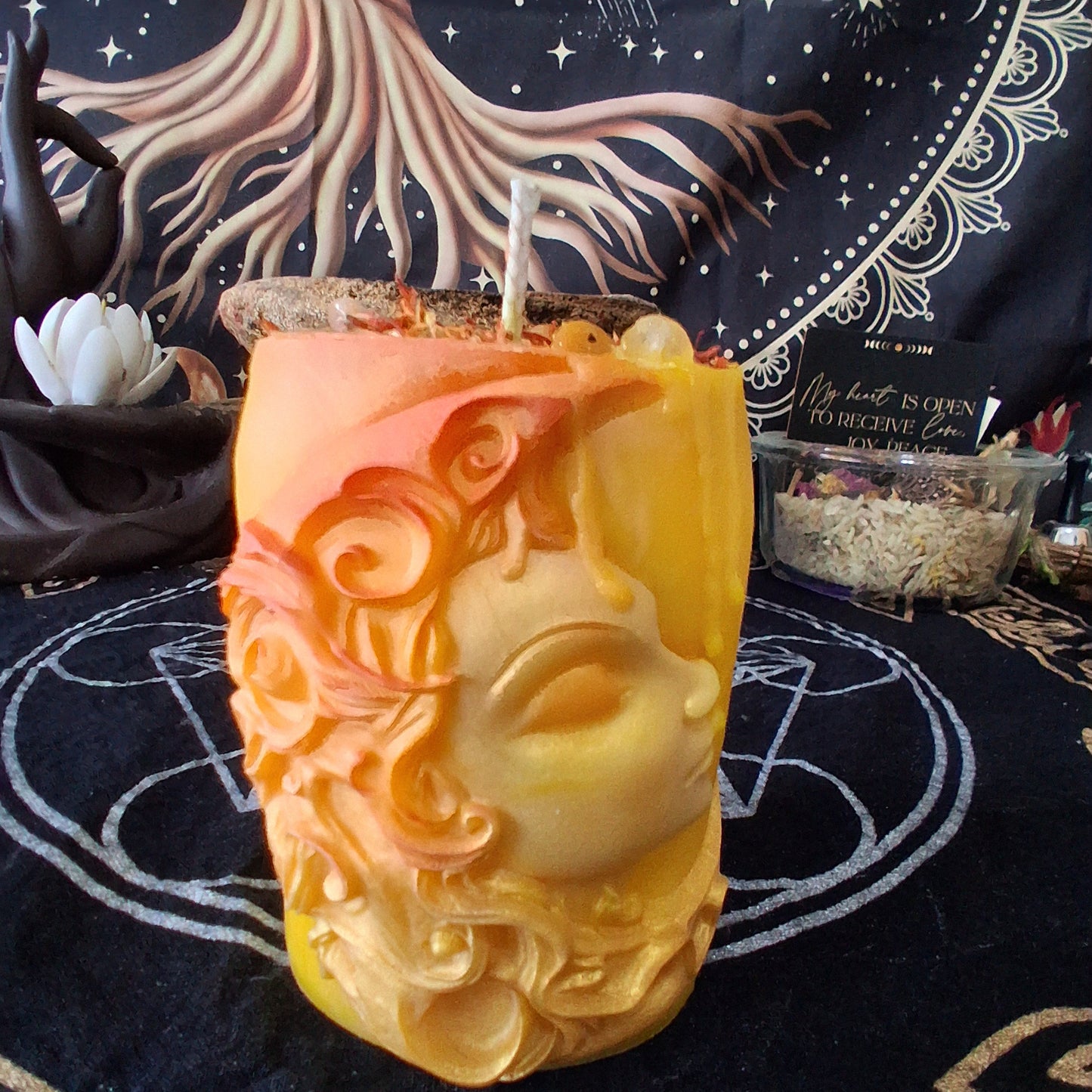 Athena's Radiance Moon Goddess Devotional Pillar Candle