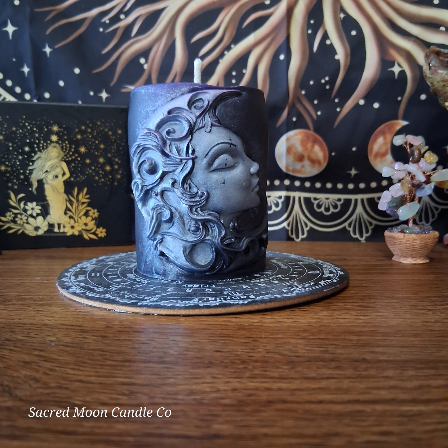 Hekate's Veil Moon Goddess  Ritual Pillar Candle