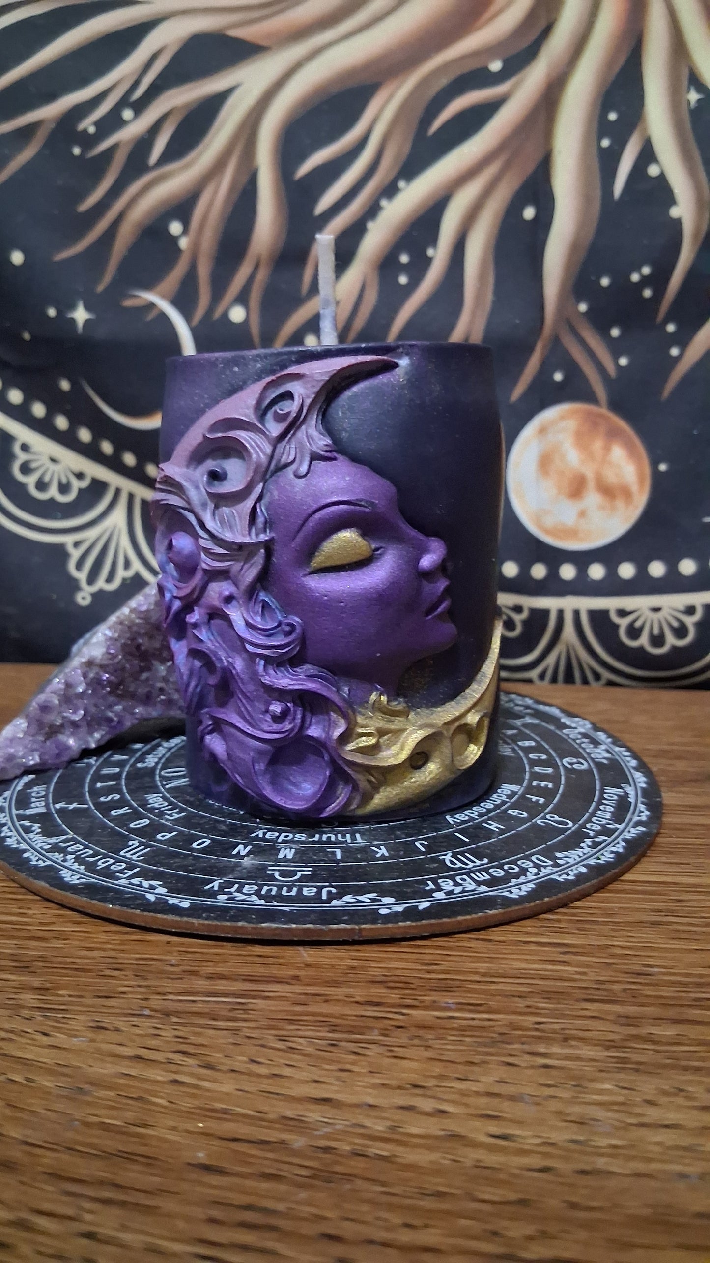 Hera Moon Goddess Ritual Pillar Candle