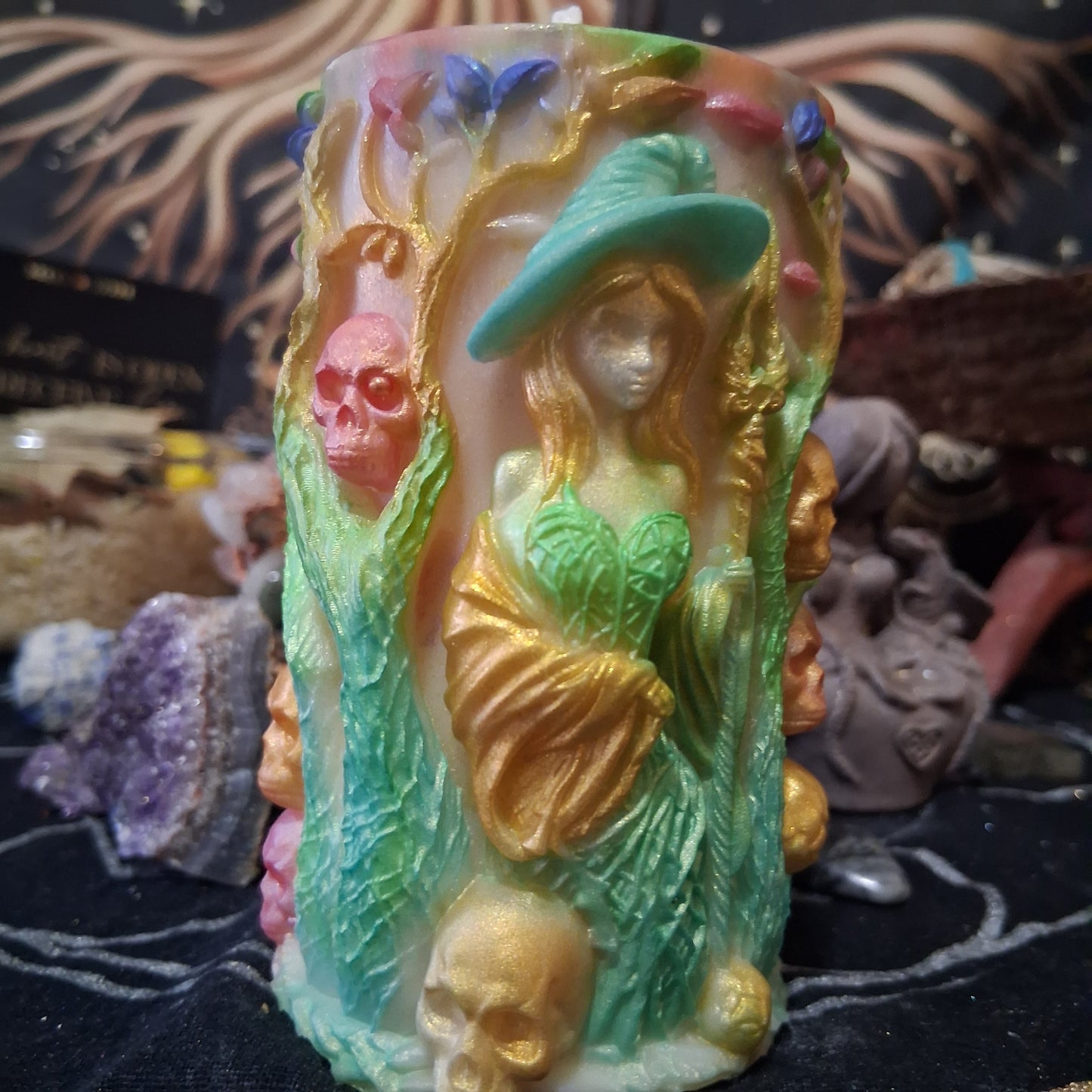 Brigid Blessings Ostara Spring Equinox Pillar Candle in Waking Witch Scent