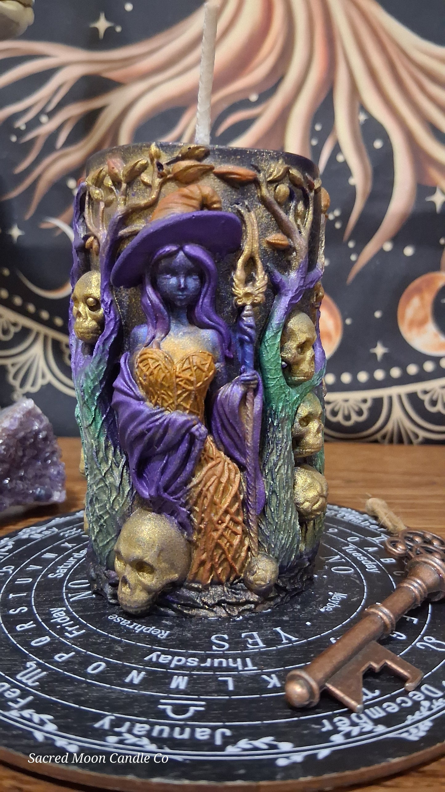 Hekate's Saffron Garden Witch Pillar Ritual Candle