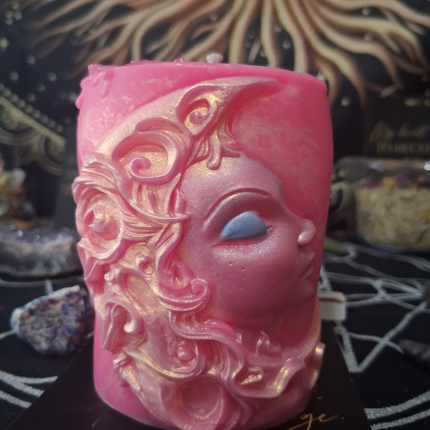Aphrodite's Kiss Moon Goddess Ritual Pillar Candle