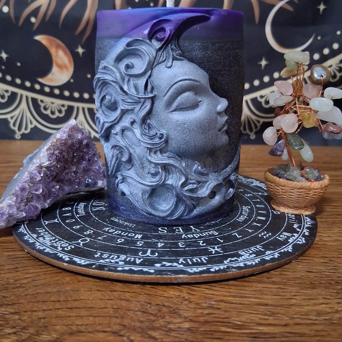 Hekate's Veil Moon Goddess  Ritual Pillar Candle