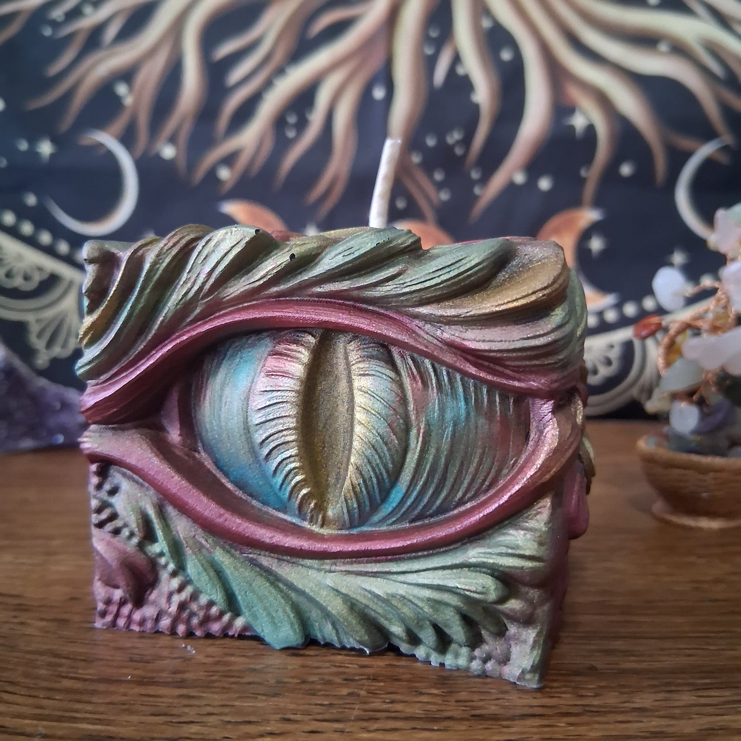 Ambered Serpents Gaze Dragon Eye Pillar Candle