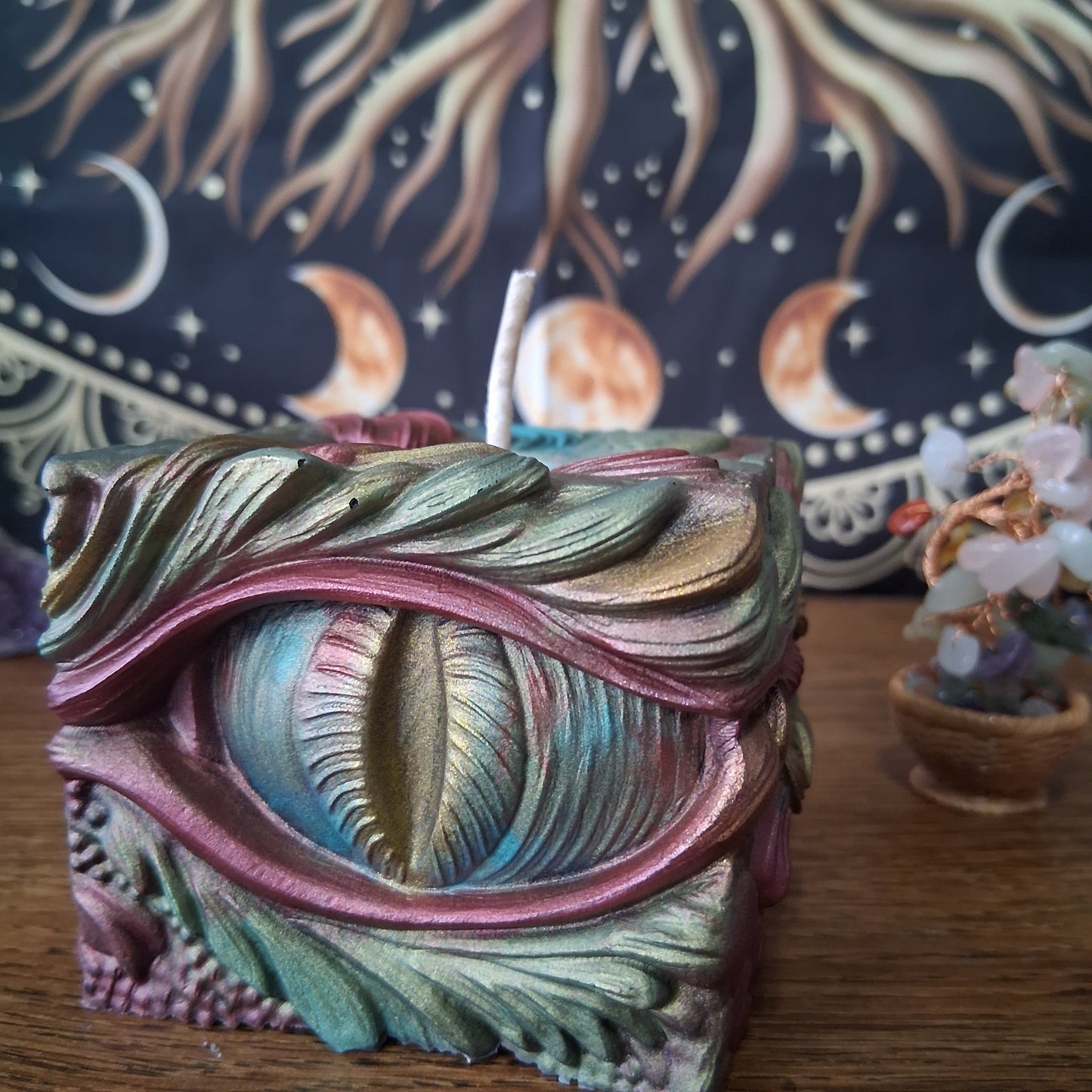 Ambered Serpents Gaze Dragon Eye Pillar Candle