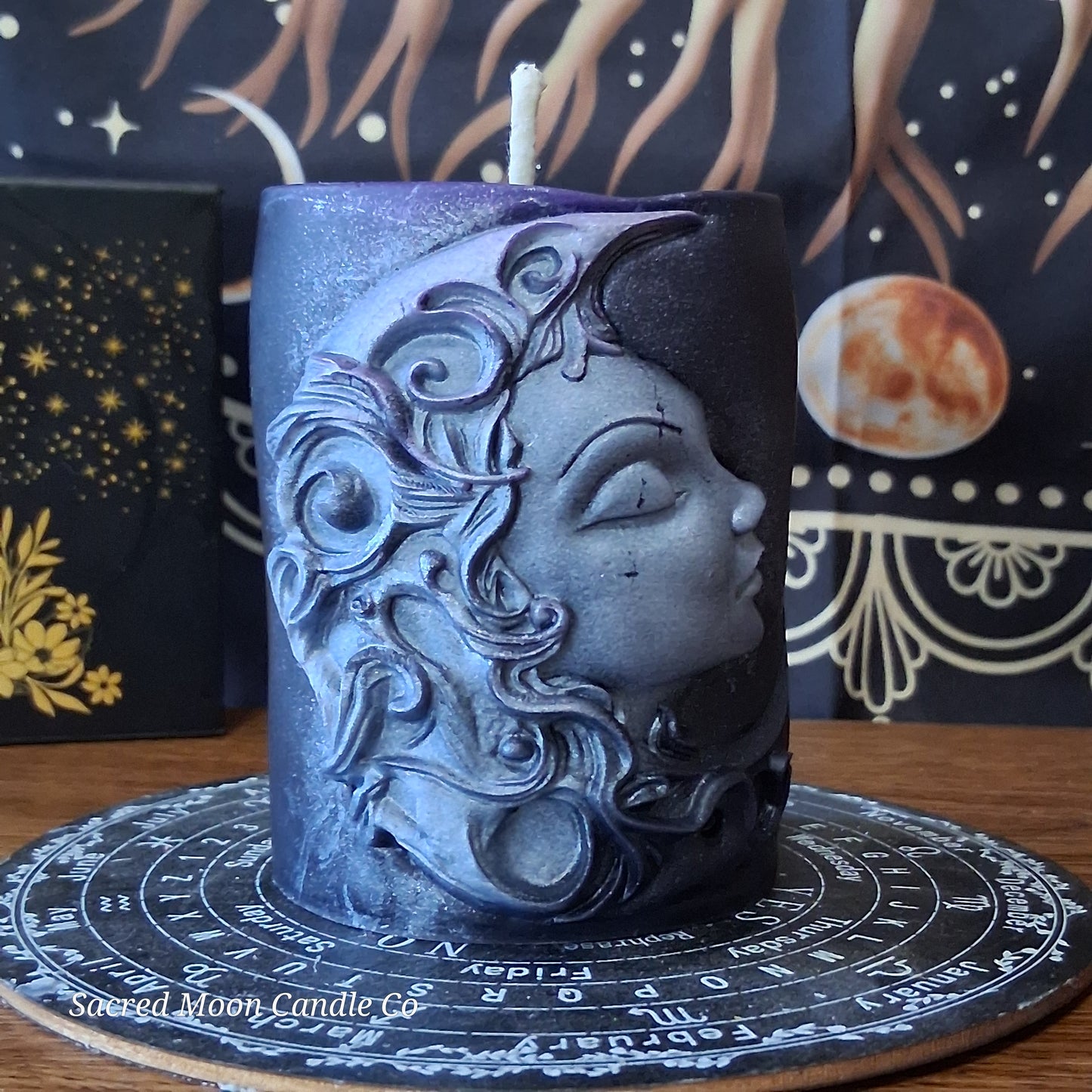 Hekate's Veil Moon Goddess  Ritual Pillar Candle