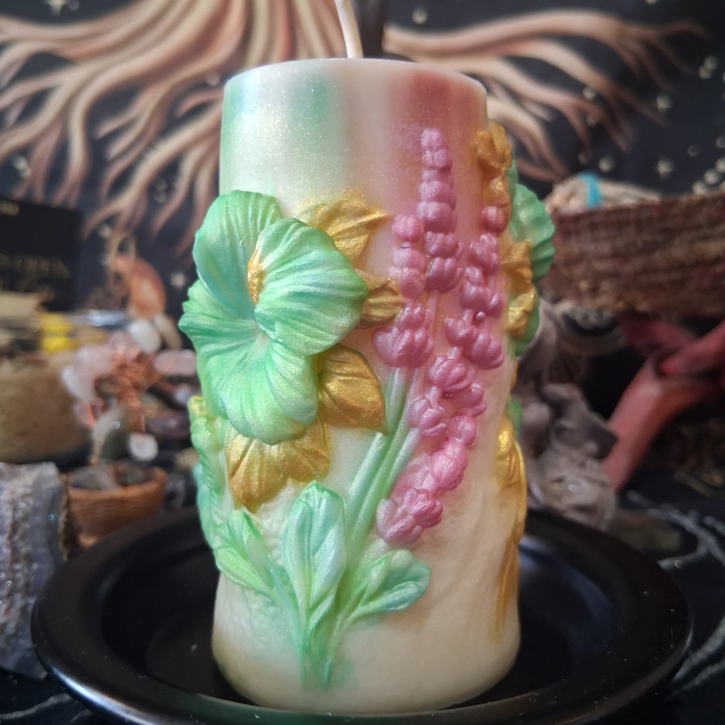 Brigid's Light Ostara Hibiscus Goddess Candle in Waking Witch Scent