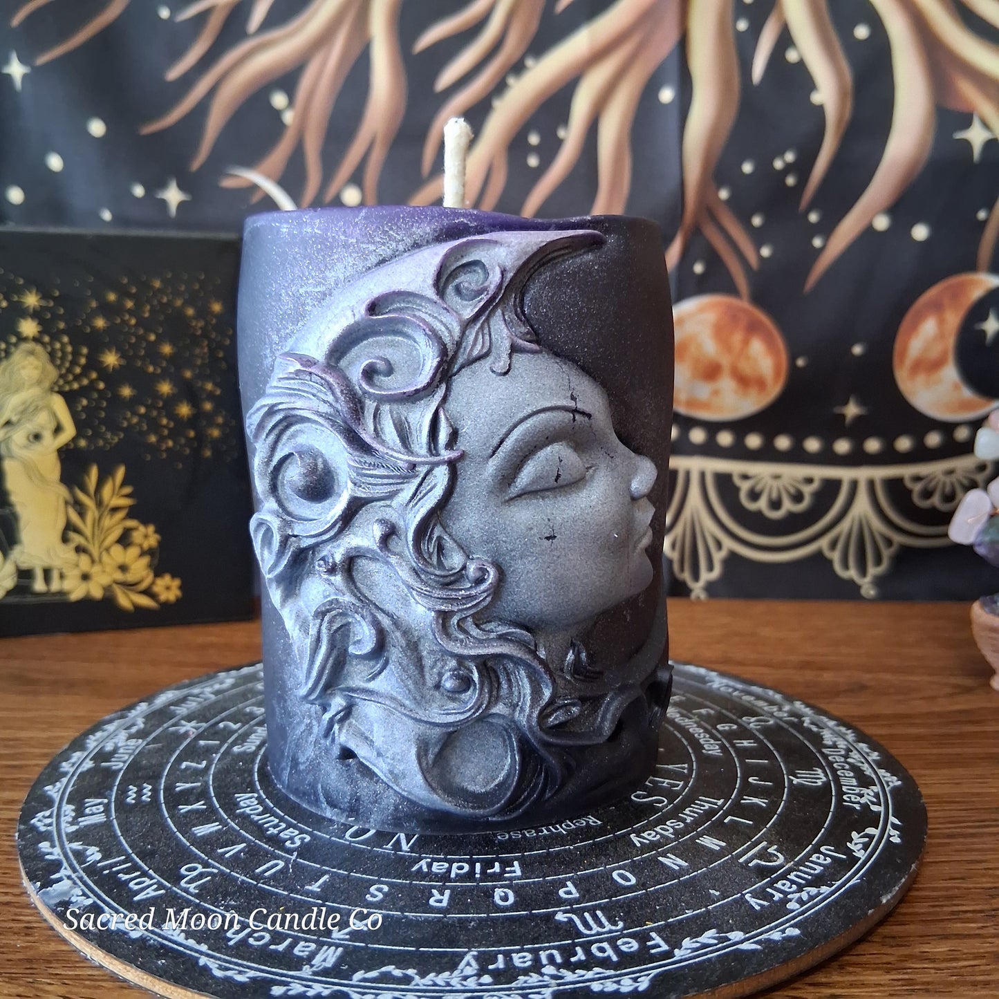 Hekate's Veil Moon Goddess  Ritual Pillar Candle