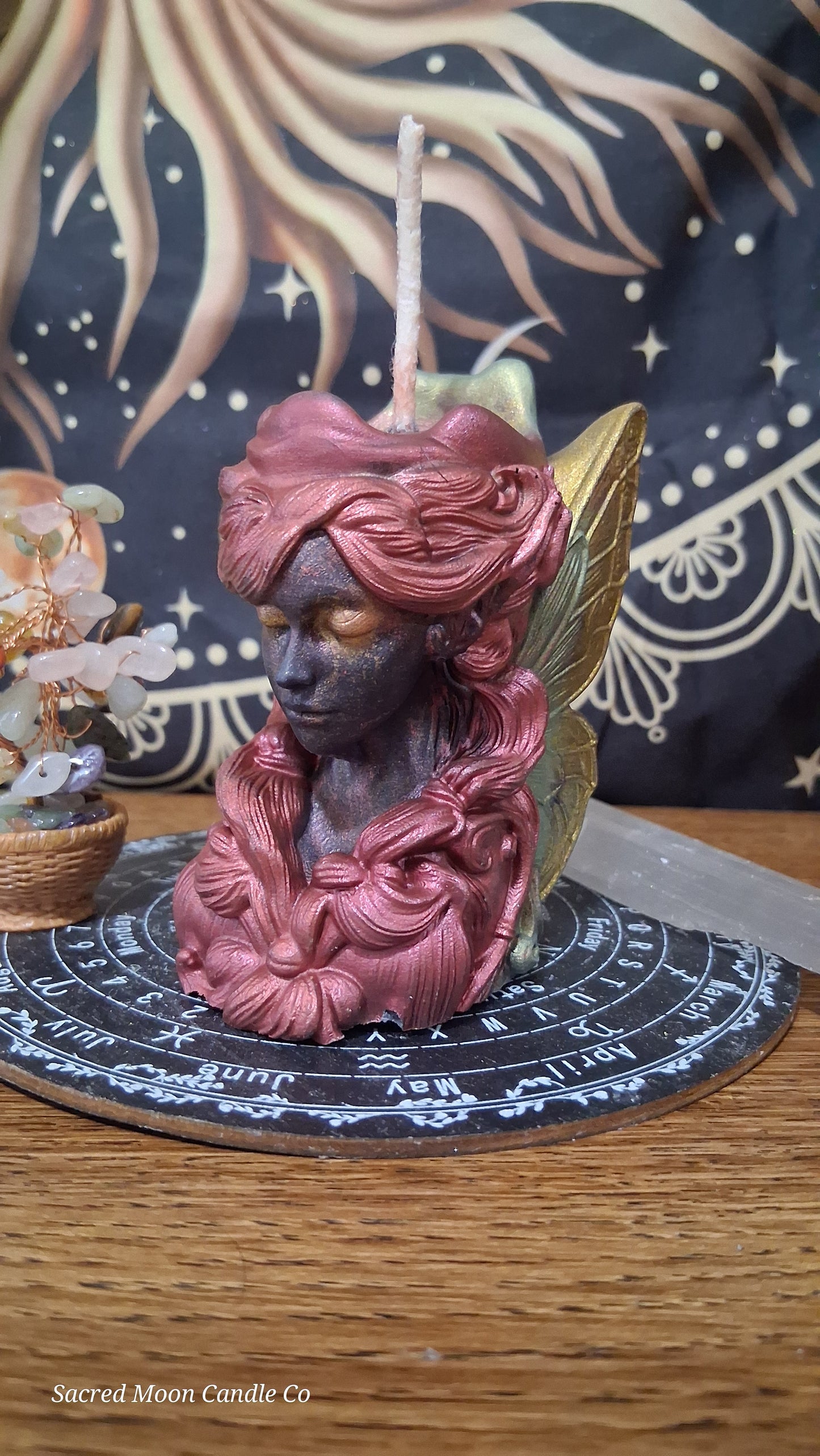 Scarlet Embers Fairy Pillar Candle