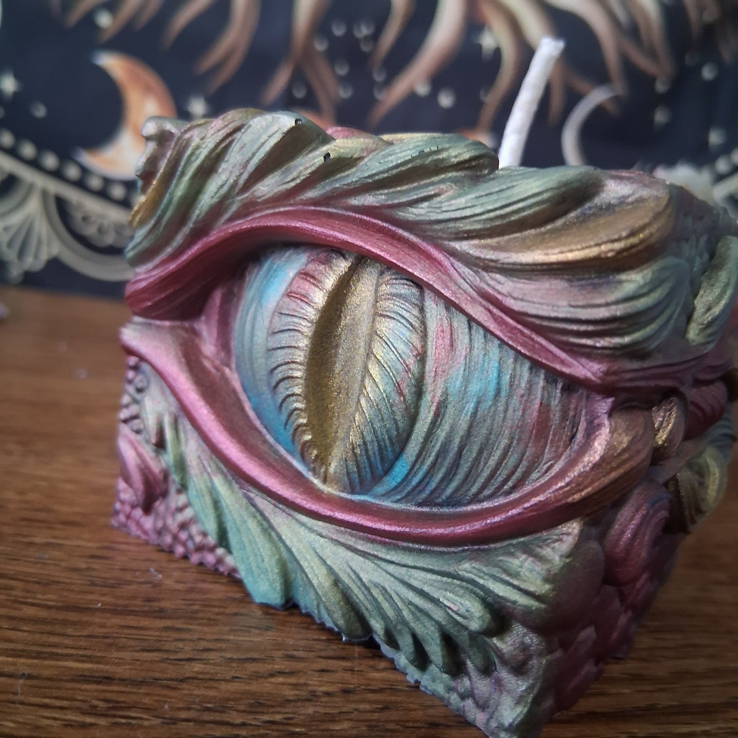 Ambered Serpents Gaze Dragon Eye Pillar Candle