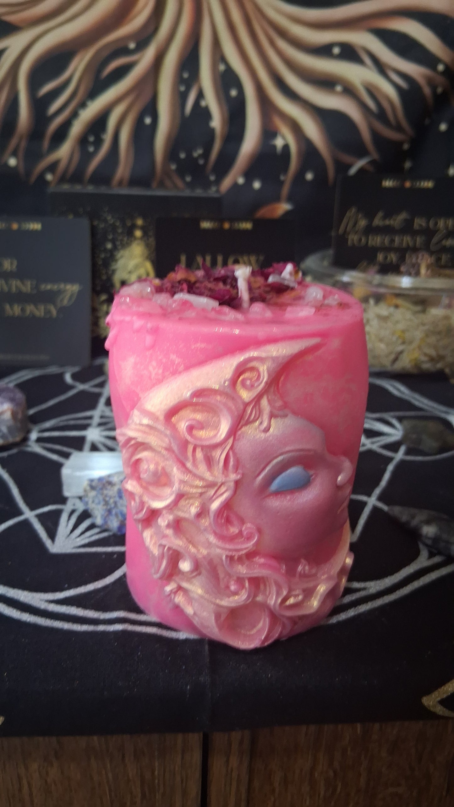 Aphrodite's Kiss Moon Goddess Ritual Pillar Candle