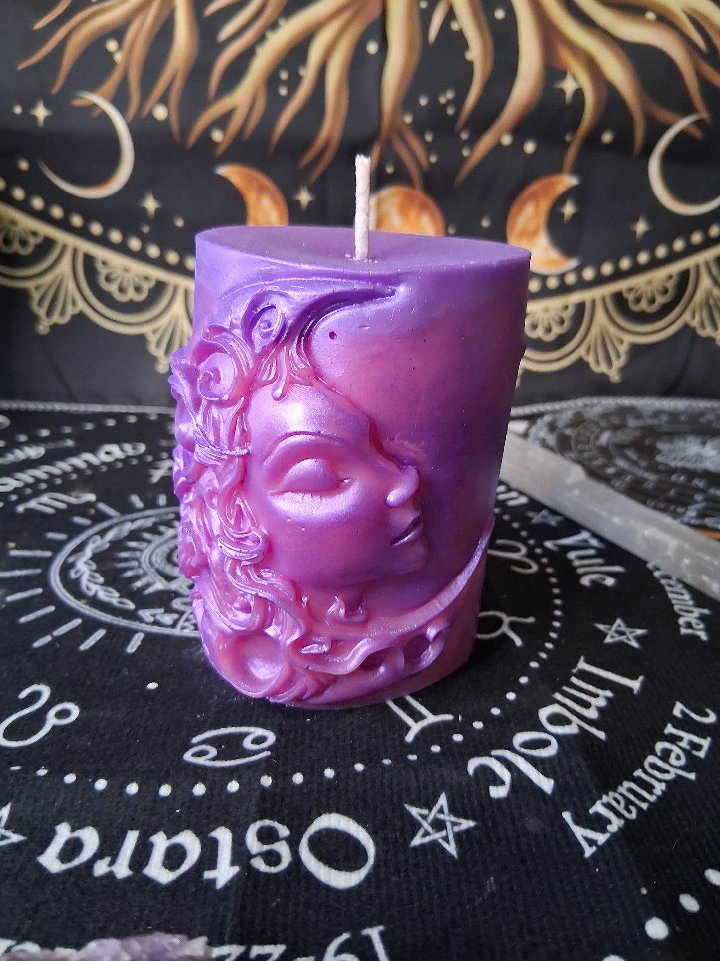 Celestial Bloom Scented Moon Goddess Pillar Candle