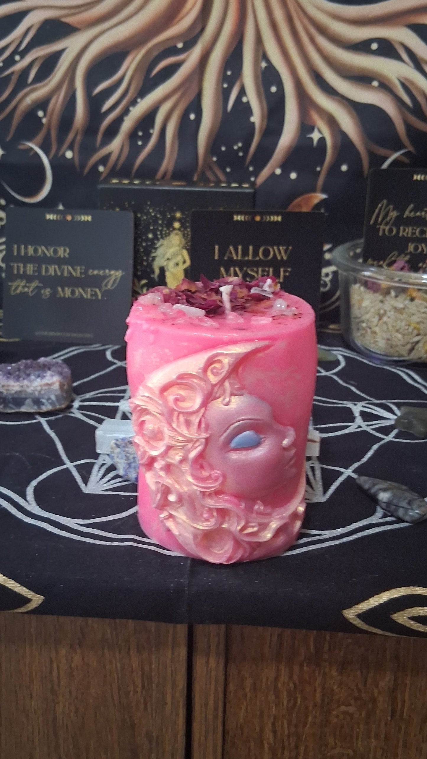 Aphrodite's Kiss Moon Goddess Ritual Pillar Candle
