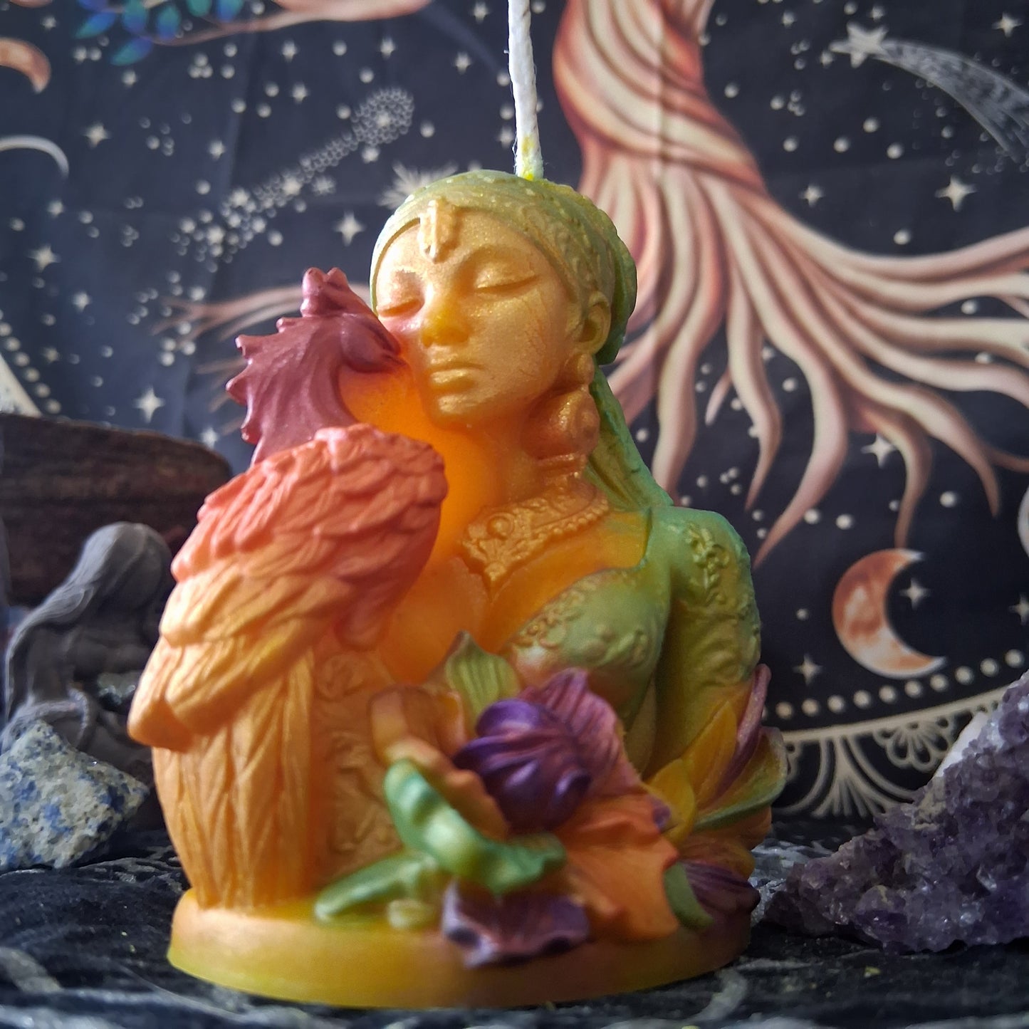 Goddess and Phoenix Ritual Pillar Candle