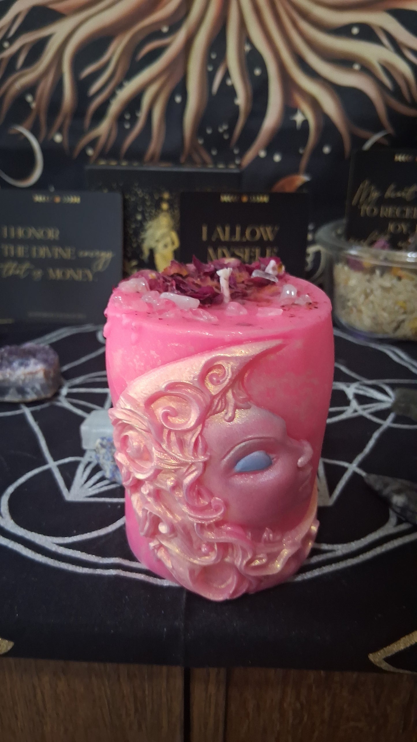 Aphrodite's Kiss Moon Goddess Ritual Pillar Candle