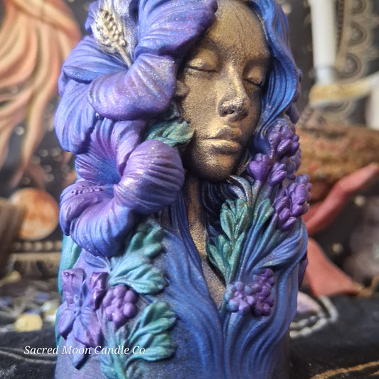 Gaia Hibiscus Goddess Devotional Pillar Candle