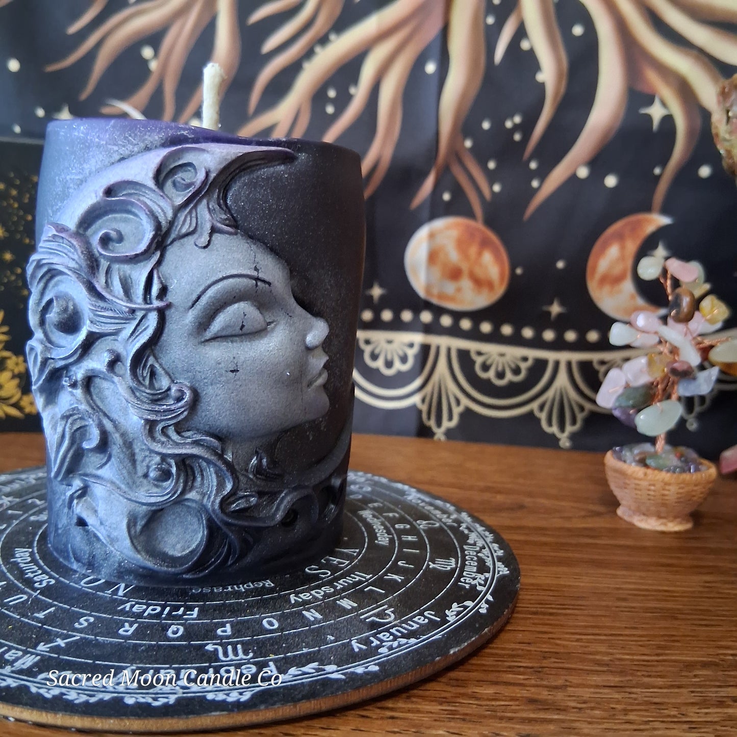 Hekate's Veil Moon Goddess  Ritual Pillar Candle