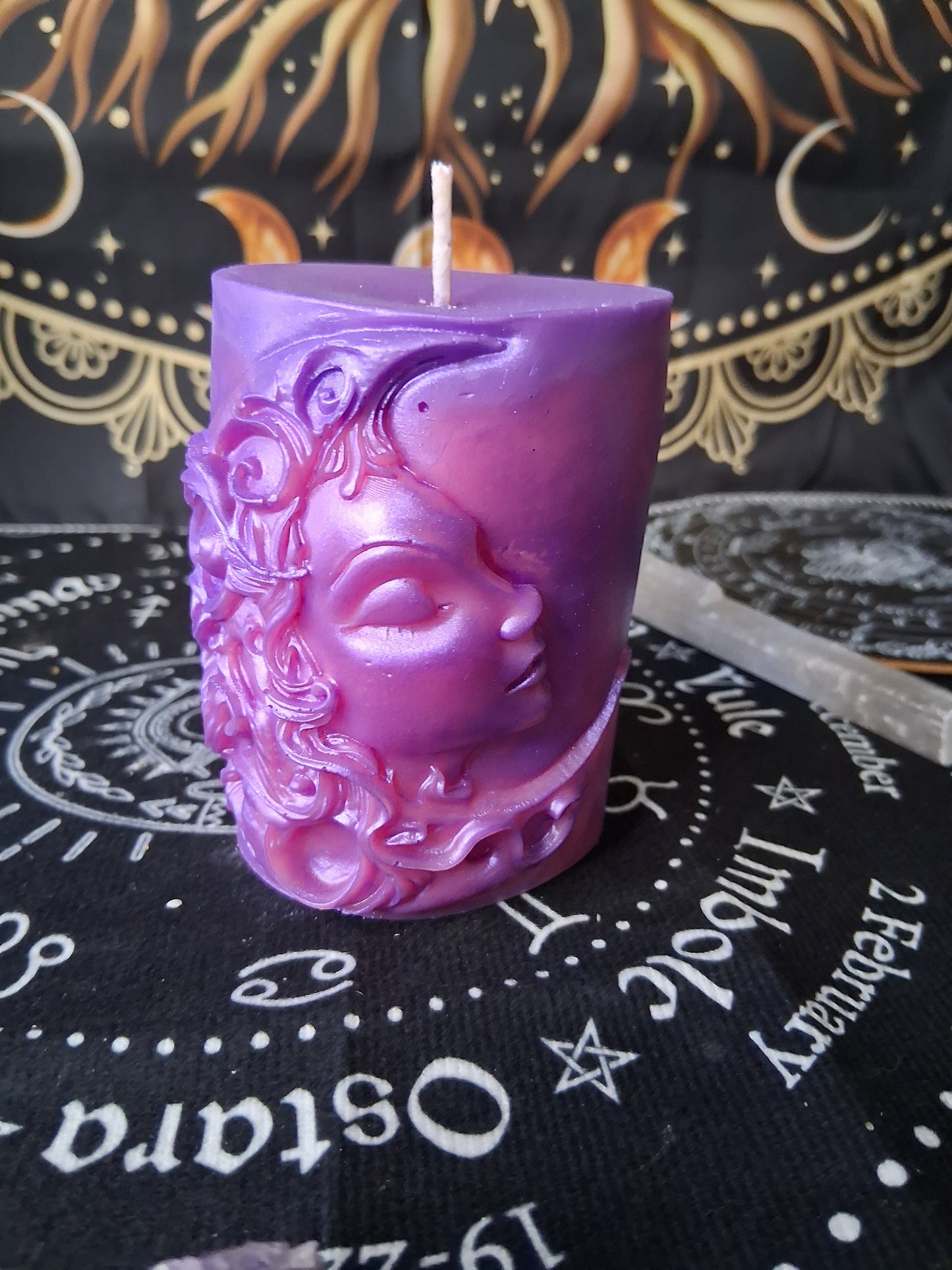Celestial Bloom Scented Moon Goddess Pillar Candle