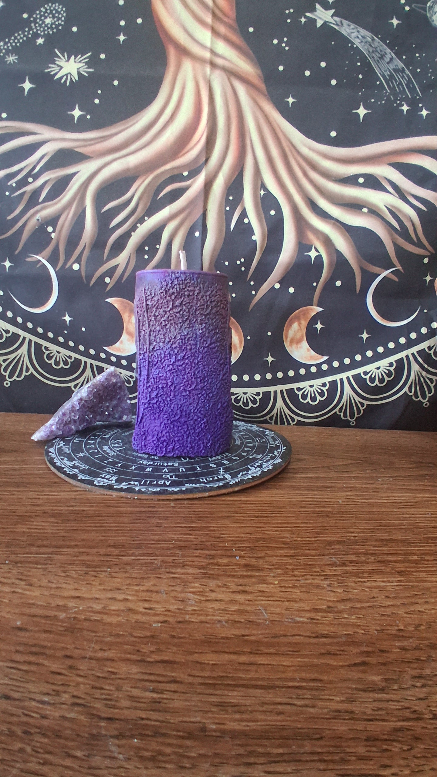 Pink, Purple, and Black Nightshade Elixir Skull and Raven Pillar Candle