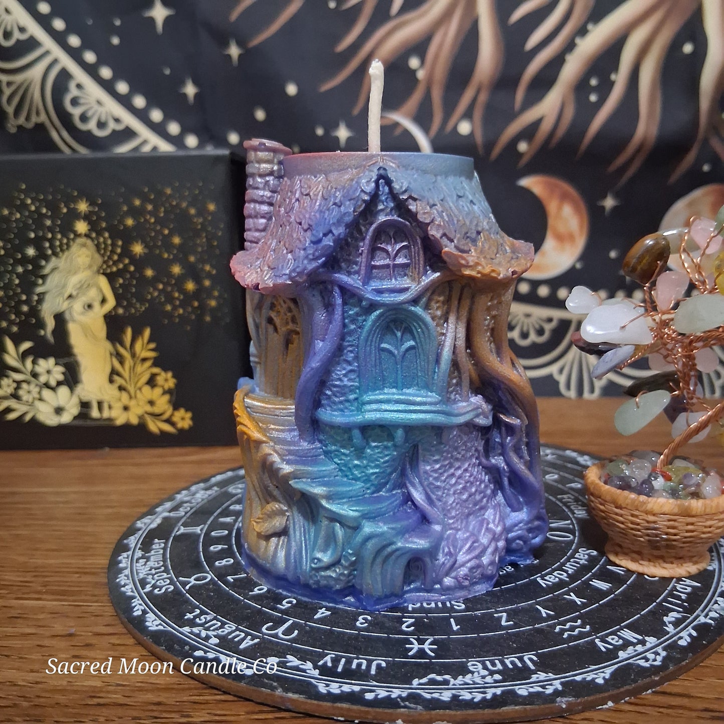 Moonlit Grove Treehouse Candle Emerald Blossom Scented Soy Candle