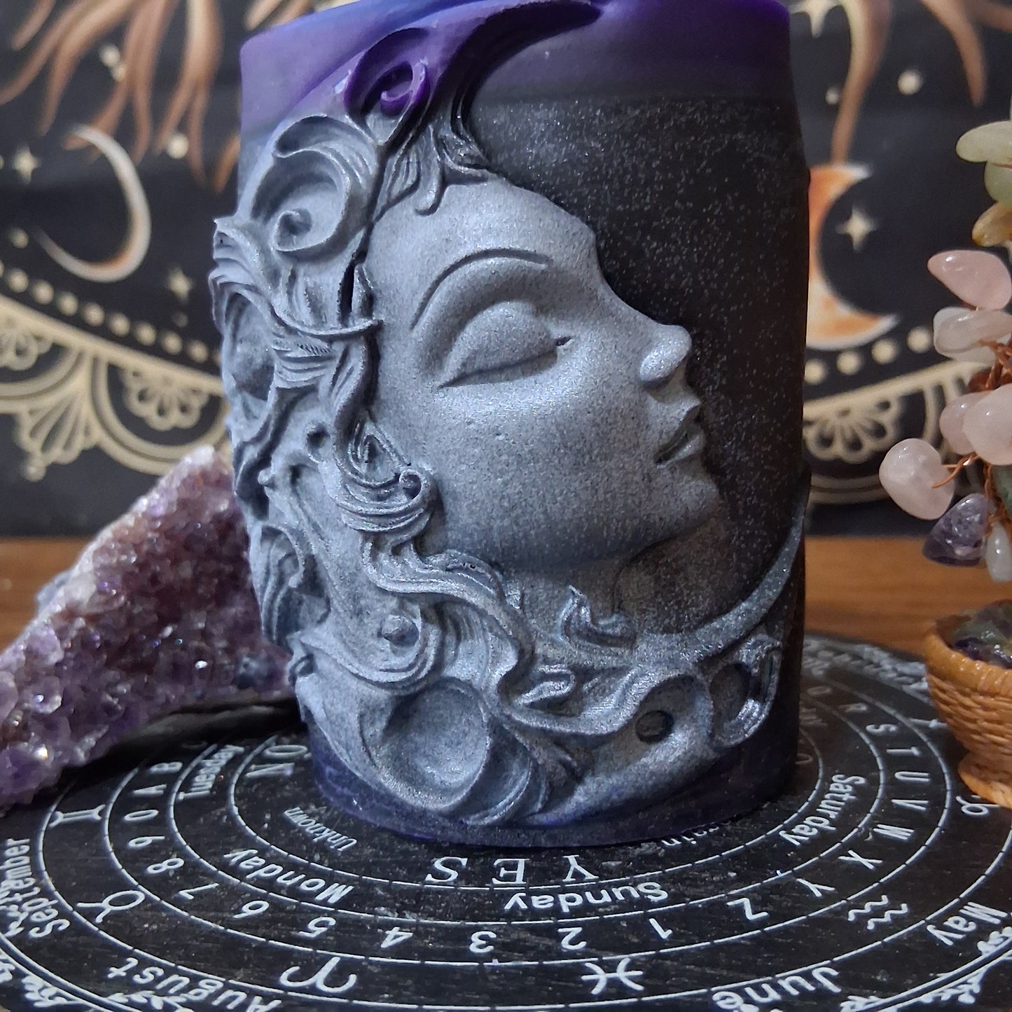 Hekate's Veil Moon Goddess  Ritual Pillar Candle