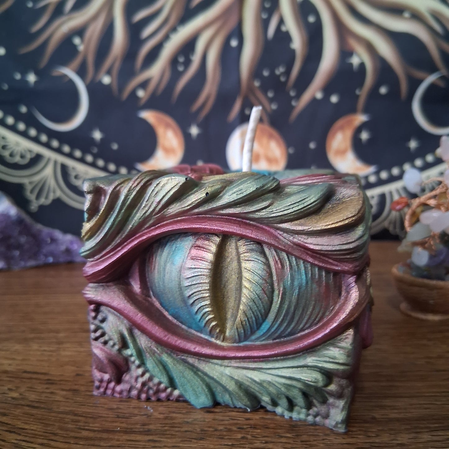Ambered Serpents Gaze Dragon Eye Pillar Candle