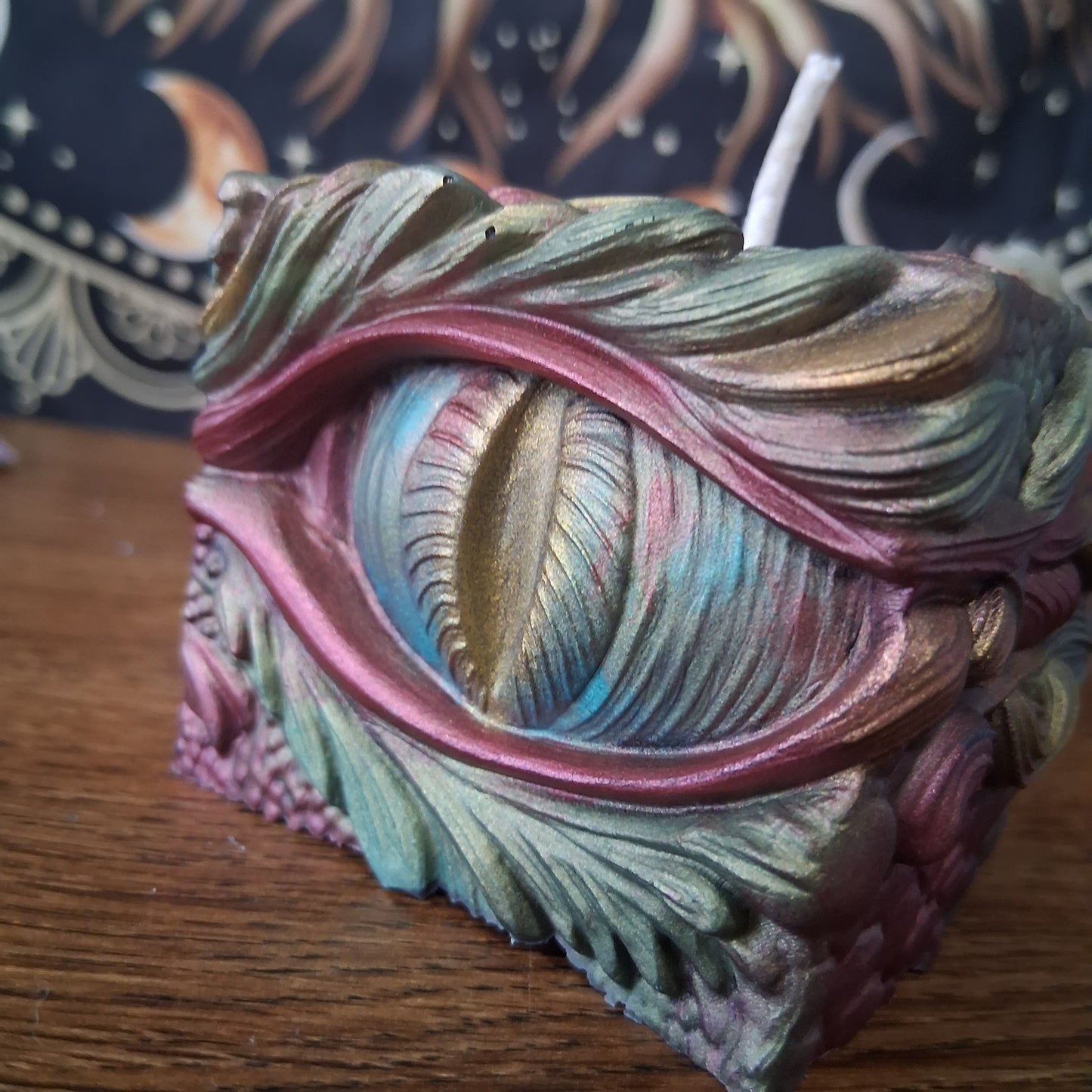 Ambered Serpents Gaze Dragon Eye Pillar Candle