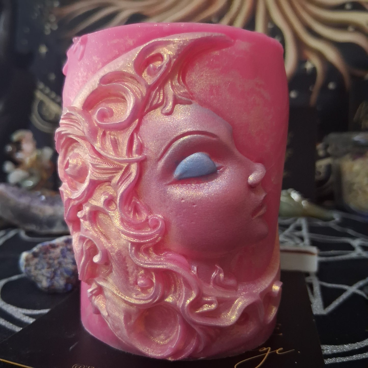 Aphrodite's Kiss Moon Goddess Ritual Pillar Candle