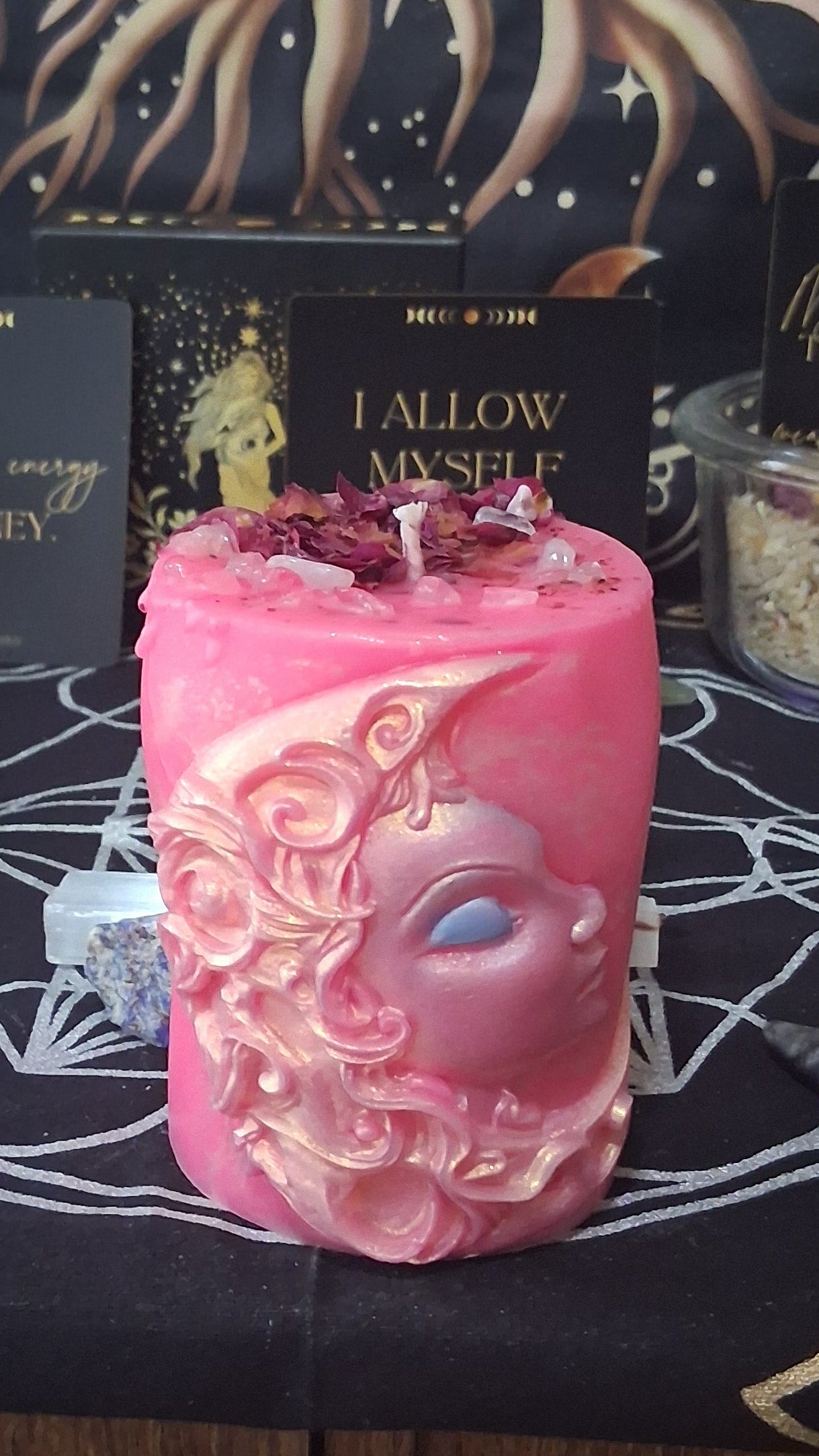 Aphrodite's Kiss Moon Goddess Ritual Pillar Candle