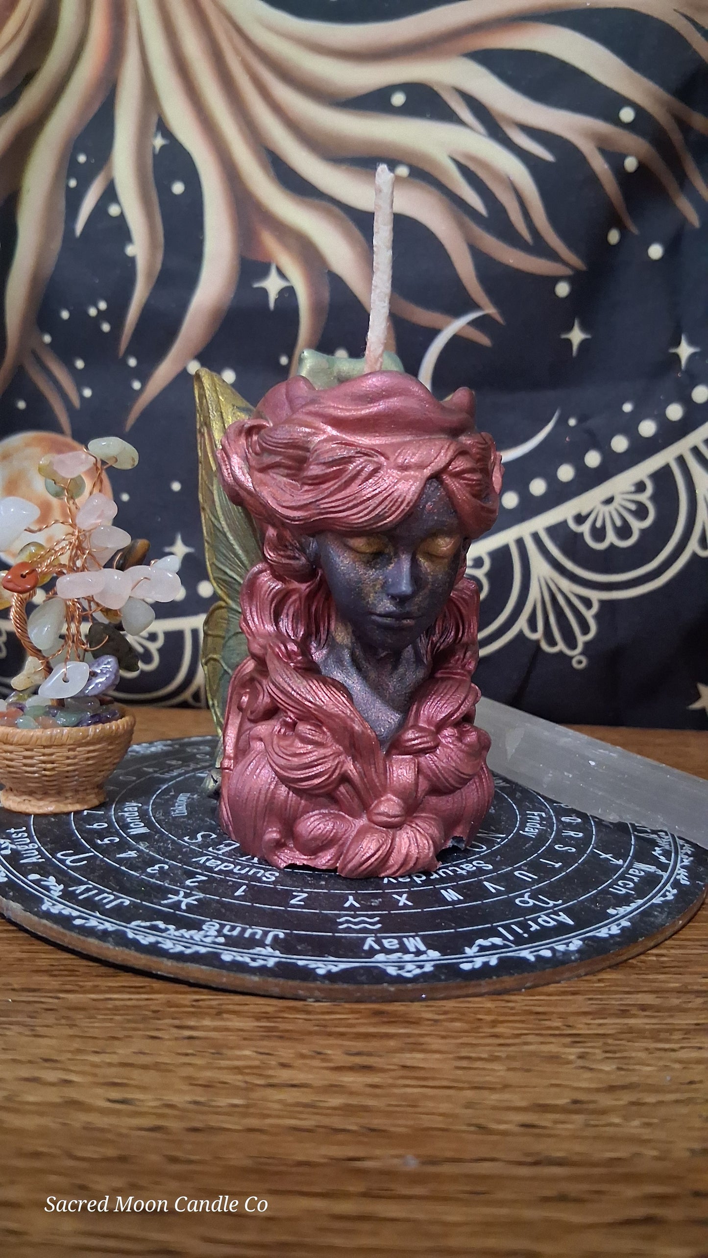 Scarlet Embers Fairy Pillar Candle