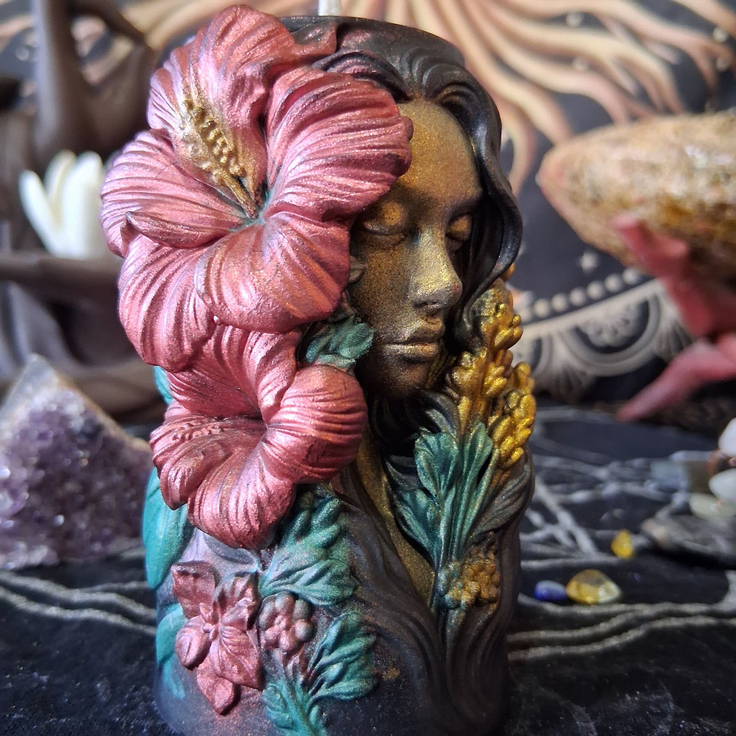 Lakshmi Hibiscus Goddess Ritual Pillar Candle