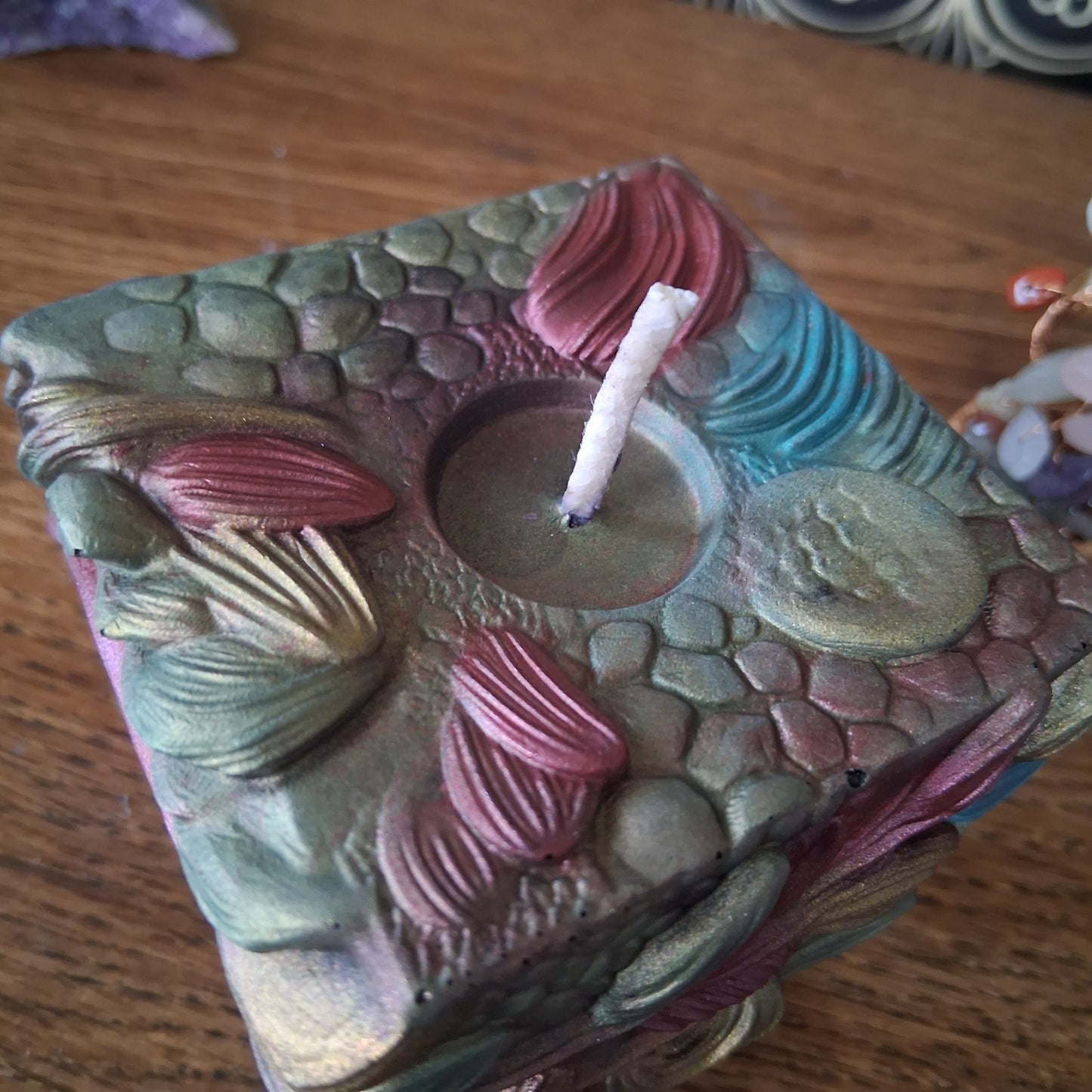 Ambered Serpents Gaze Dragon Eye Pillar Candle