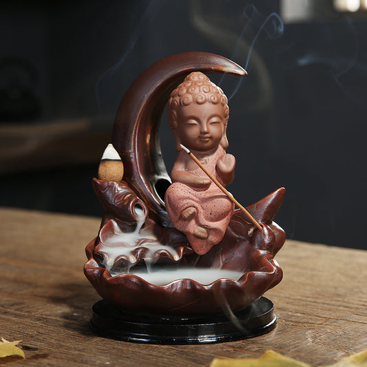Sacred Moon Candle Co Tathagata spiritual altar decor with incense holder and Buddha figure