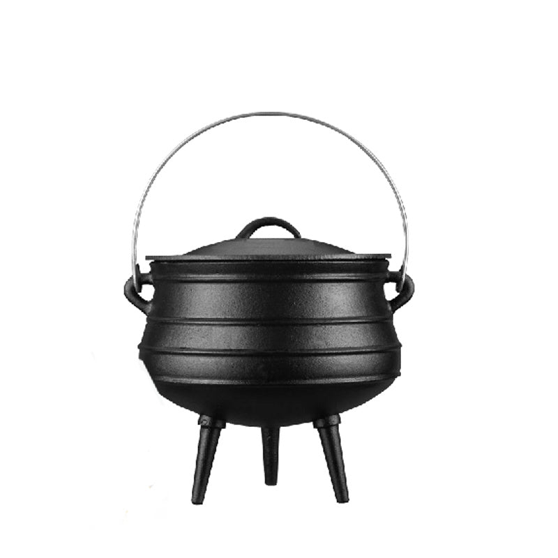 Sacred Moon Candle Co three-legged cast iron cauldron with lid and handle in black