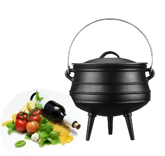 Sacred Moon Candle Co three-legged cast iron cauldron with lid and handle for cooking or decor