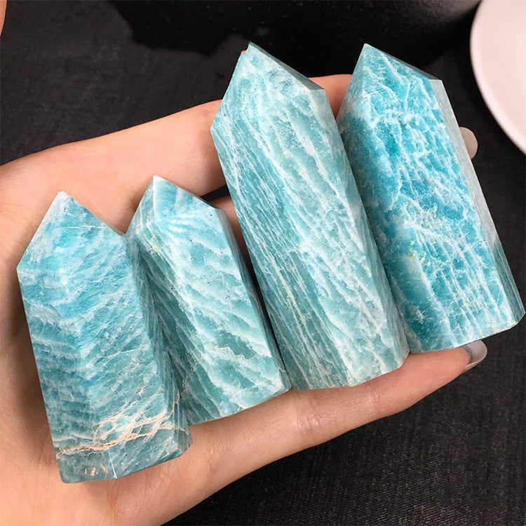 Sacred Moon Candle Co natural tianhe stone crystal column set of four blue green healing crystal towers