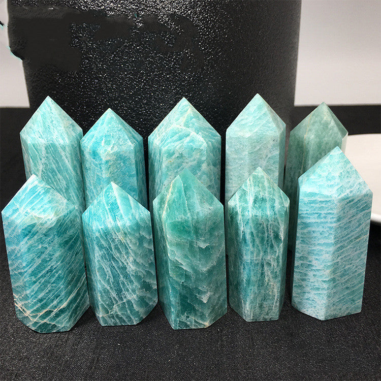 Sacred Moon Candle Co natural tianhe stone crystal column set of blue green polished healing crystal towers