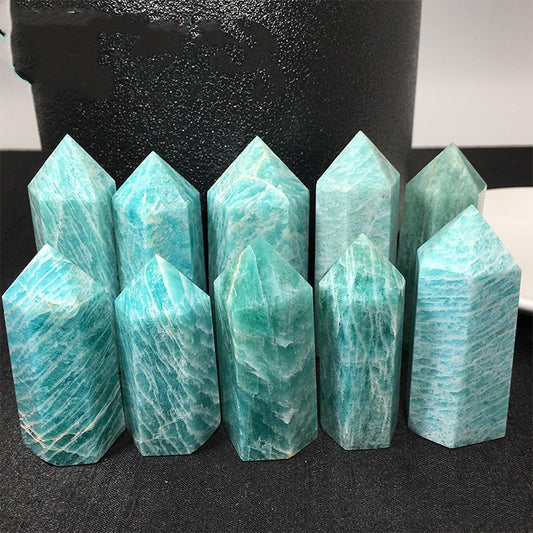 Sacred Moon Candle Co natural tianhe stone crystal column set of blue green polished healing crystal towers