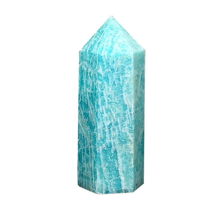 Sacred Moon Candle Co natural tianhe stone crystal column blue green hexagonal healing crystal tower